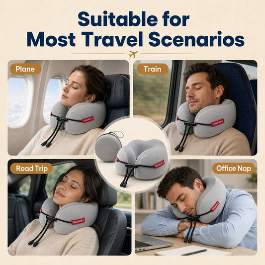 Memory Foam U-Shaped Neck Pillow, Portable for Airplane, Car