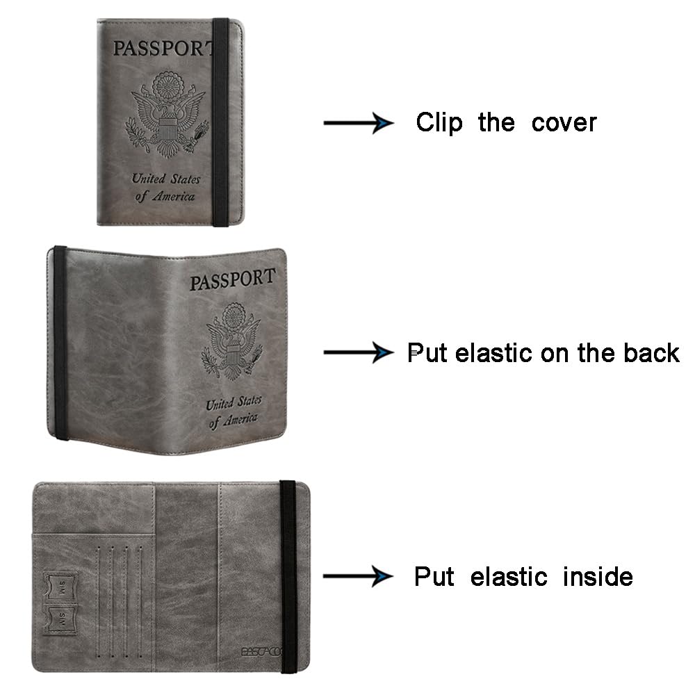 RFID Blocking Leather Passport and Card Holder