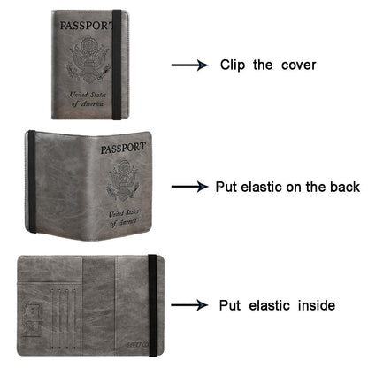 RFID Blocking Leather Passport and Card Holder