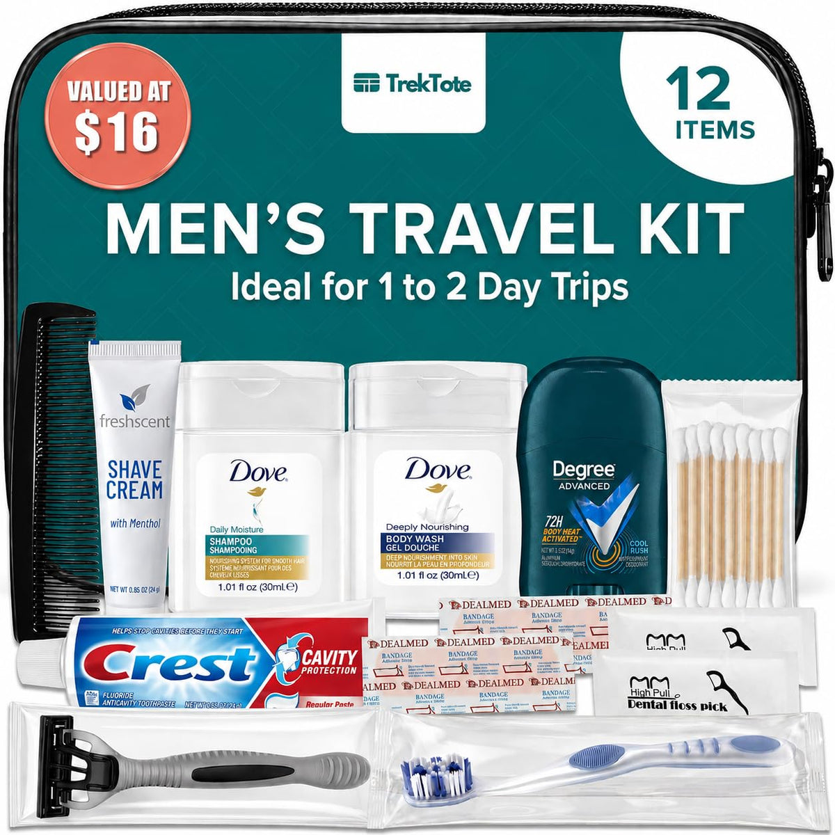 Mens Travel Kit Travel Essentials TSA Approved Toiletry Bag & Toiletries