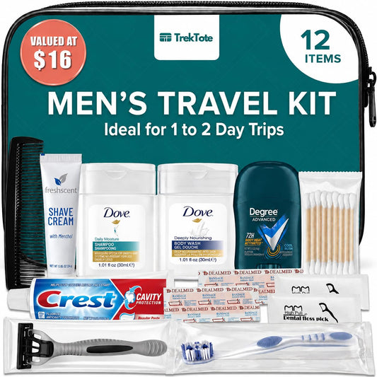 Mens Travel Kit Travel Essentials TSA Approved Toiletry Bag & Toiletries