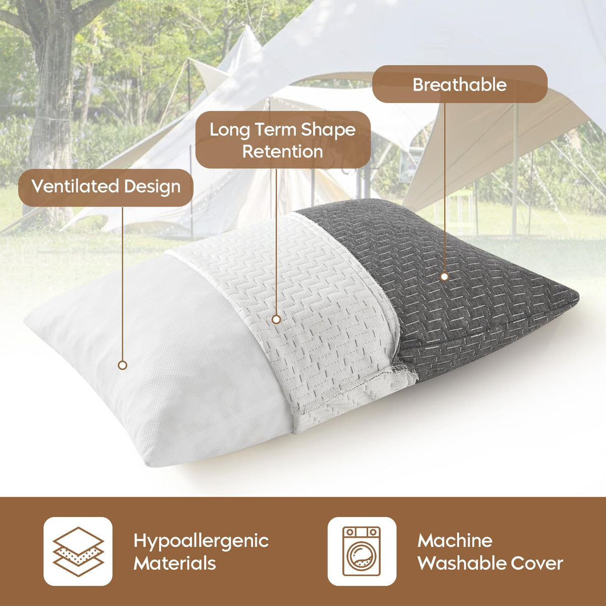 Small Shredded Memory Foam Travel Pillow 12" x 16"