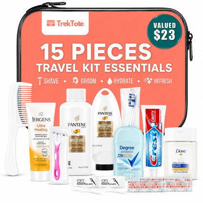 15 Piece Set Women’s Travel & Hygiene Kit-TSA-compliant