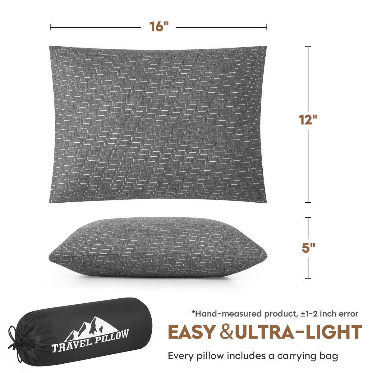 Small Shredded Memory Foam Travel Pillow 12" x 16"
