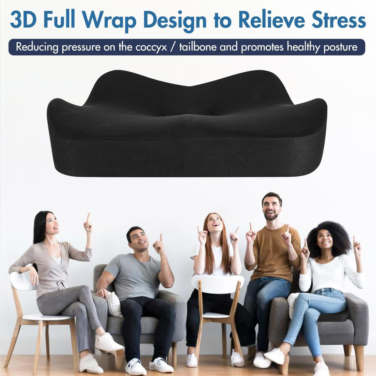 Ergonomic Memory Foam Car Seat Pad for Sciatica Pain Relief