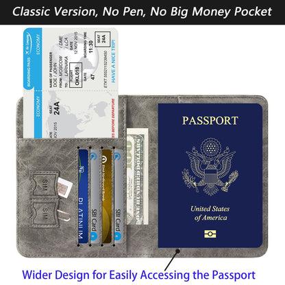 RFID Blocking Leather Passport and Card Holder