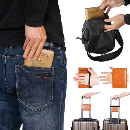 RFID Blocking Leather Passport and Card Holder