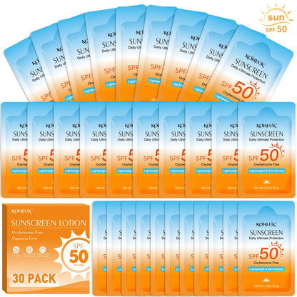30 Pack Travel Size Sunscreen, SPF 50
