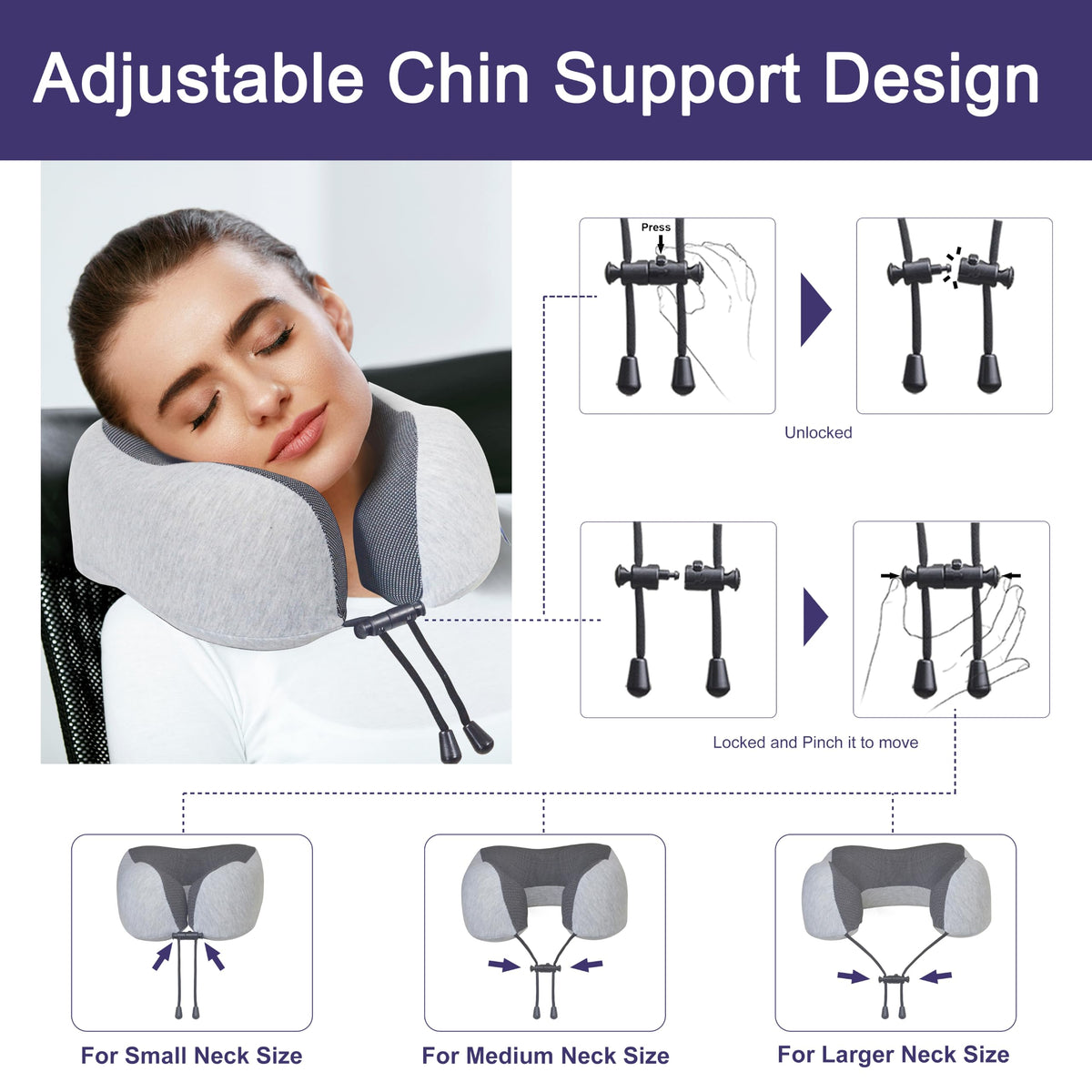 Neck Pillow for Traveling, 100% Pure Memory Foam for Car or Plane