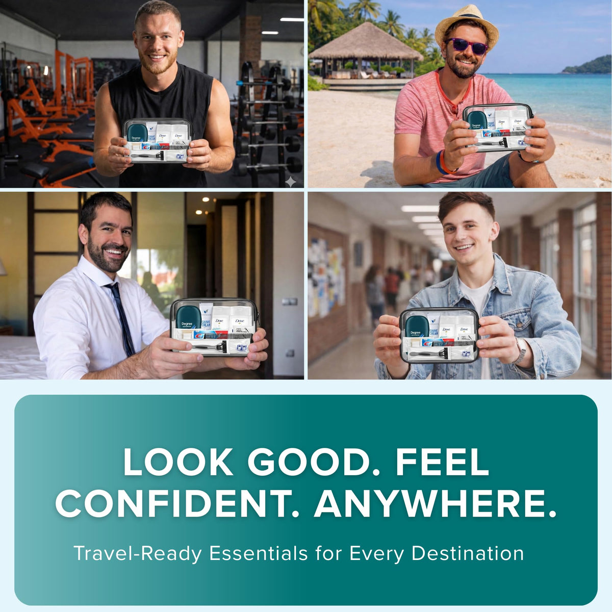 Mens Travel Kit Travel Essentials TSA Approved Toiletry Bag & Toiletries
