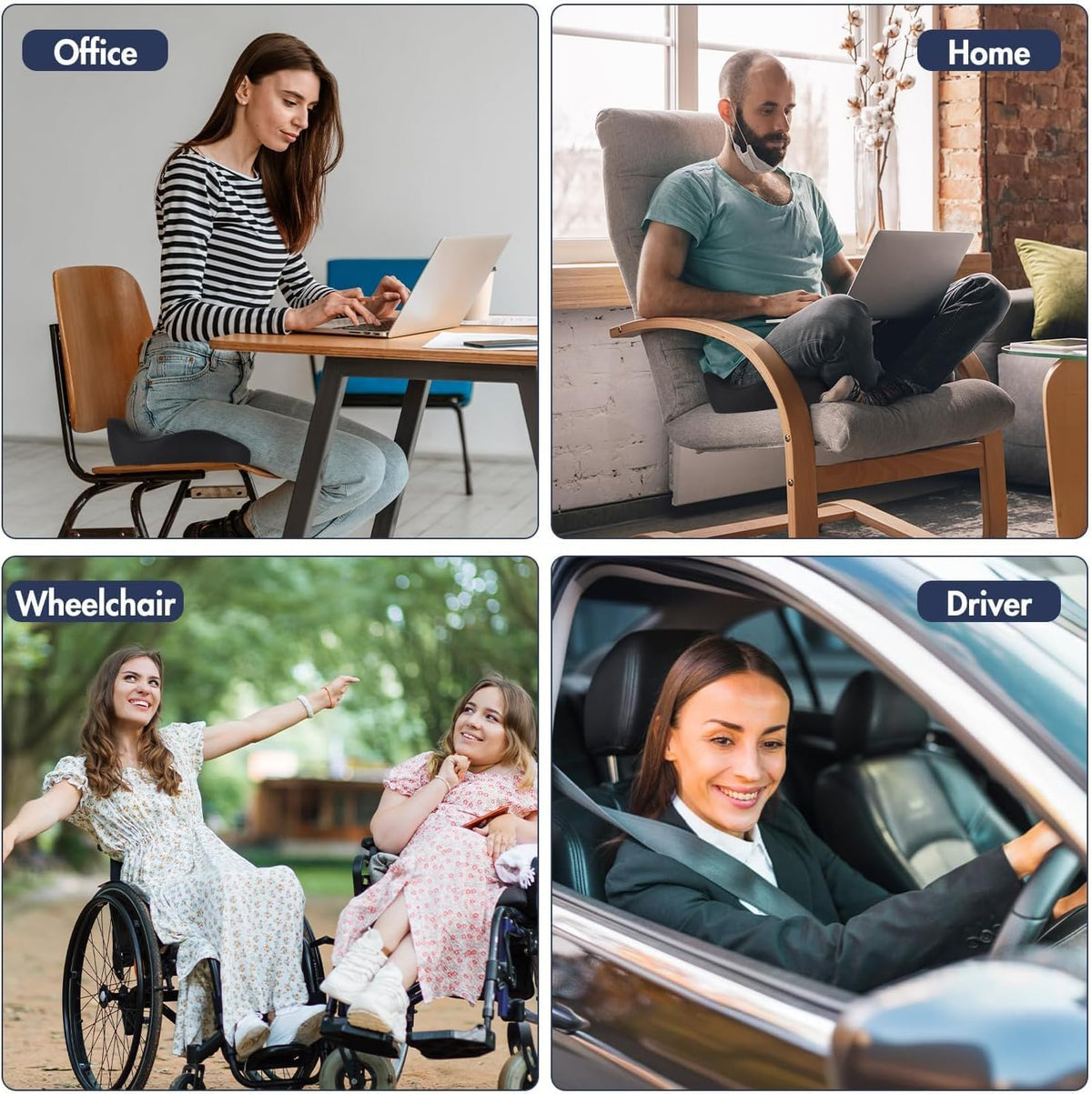 Ergonomic Memory Foam Car Seat Pad for Sciatica Pain Relief