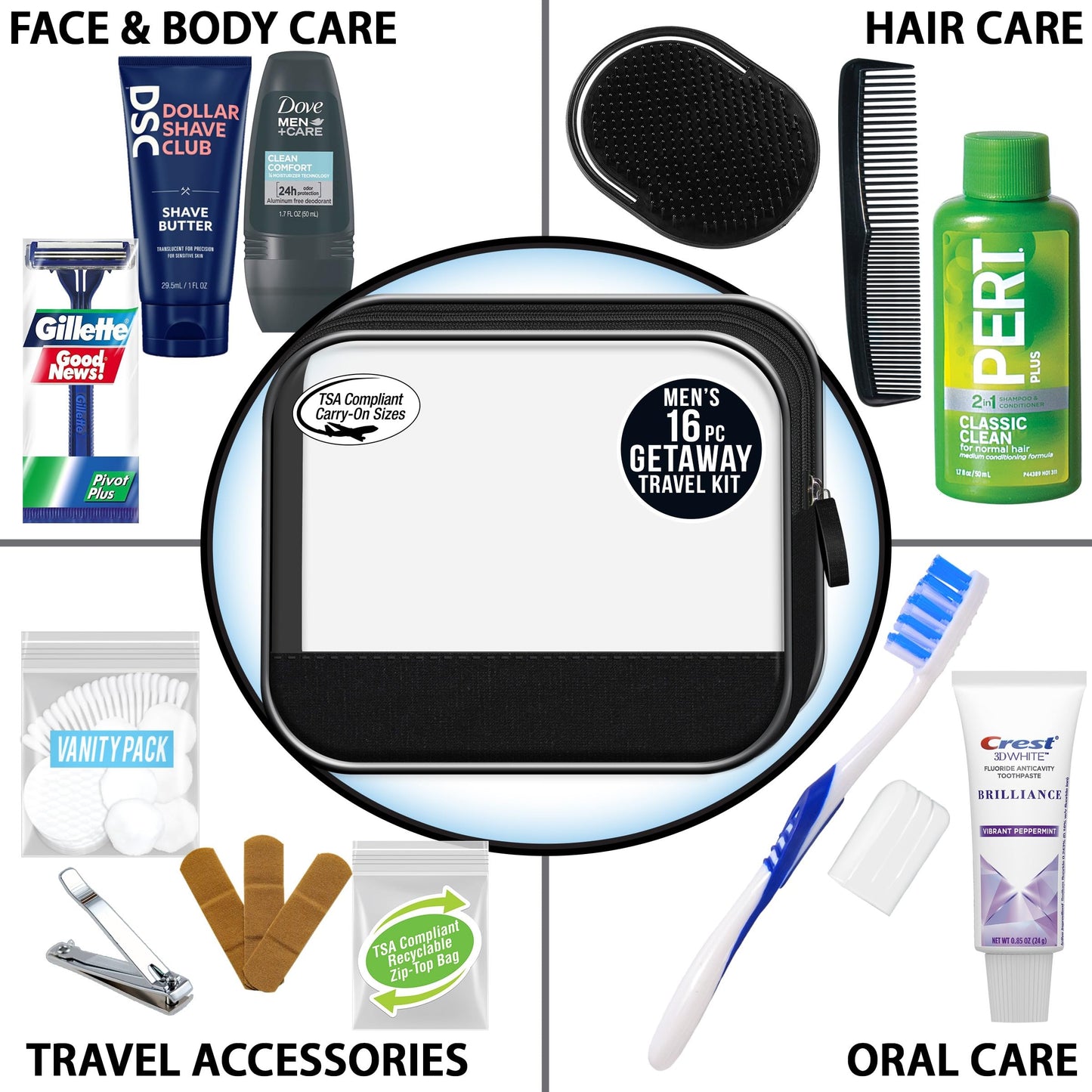 Men’s Super Deluxe, 16-Piece Kit with TSA Compliant Essentials