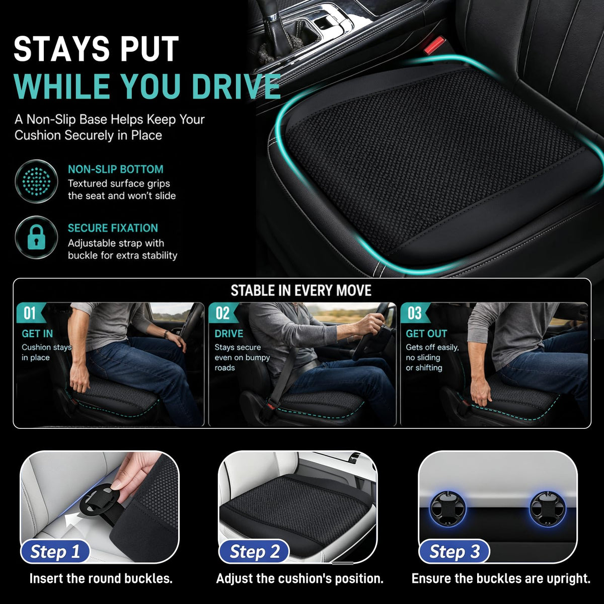 Car Seat Cushion for Driving, Ergonomic Wedge Truck Driver Seat Cushion