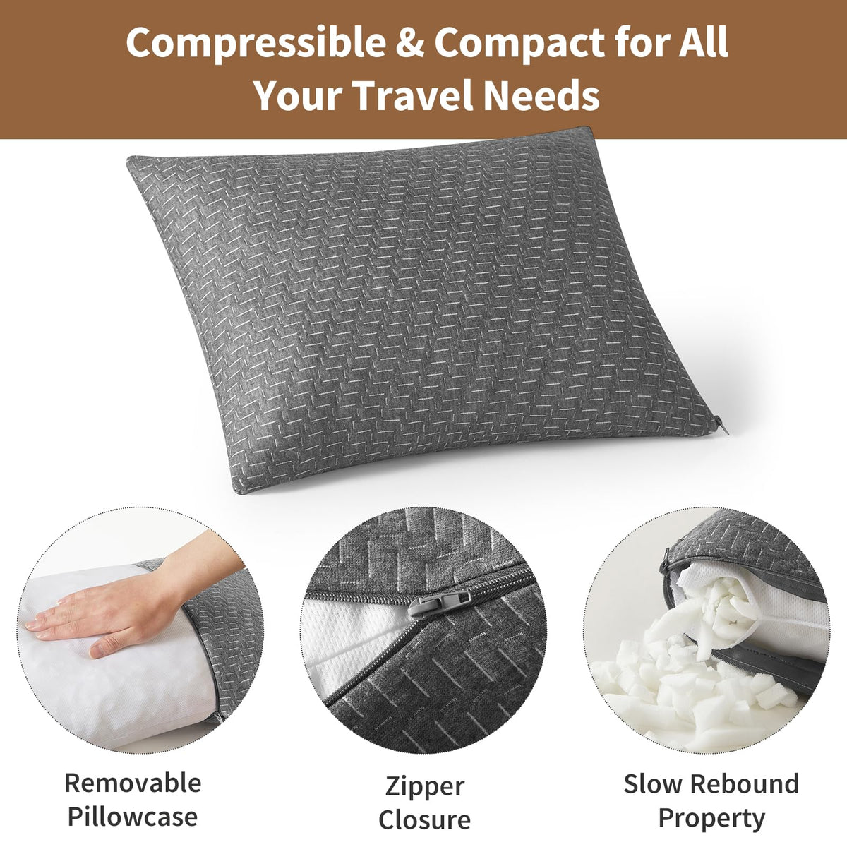 Small Shredded Memory Foam Travel Pillow 12" x 16"