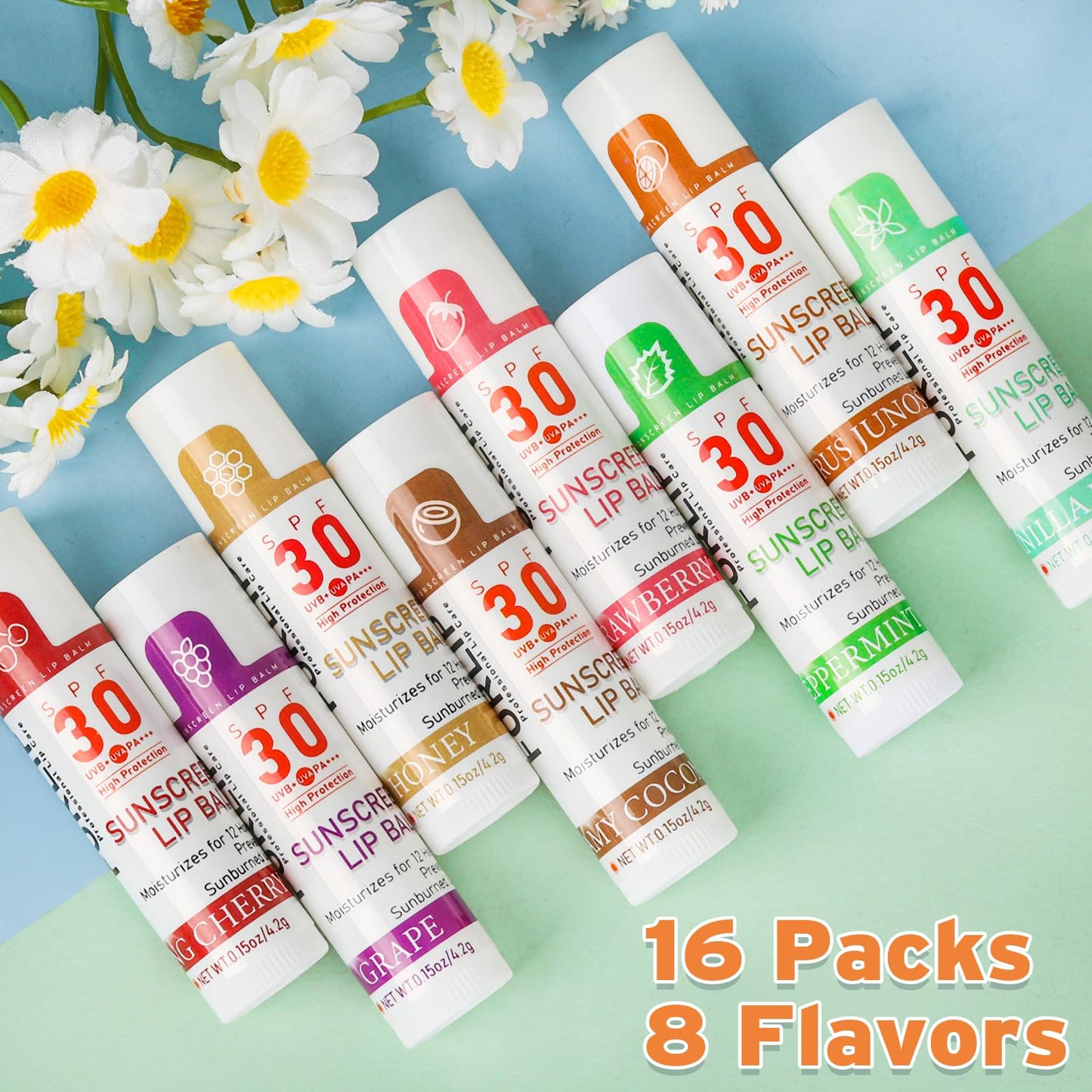 SPF 30 Lip Sunscreen, Travel Size 16 Pack