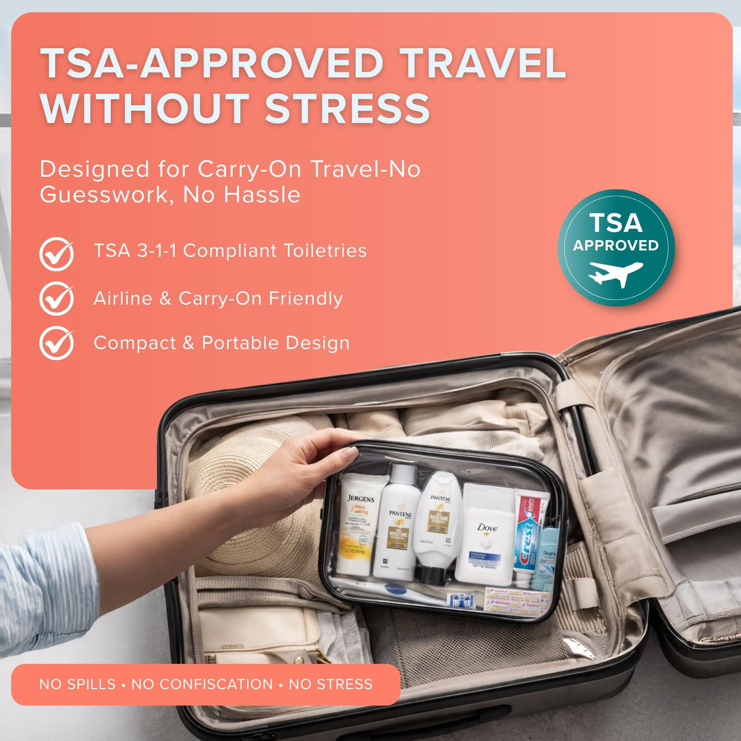 15 Piece Set Women’s Travel & Hygiene Kit-TSA-compliant