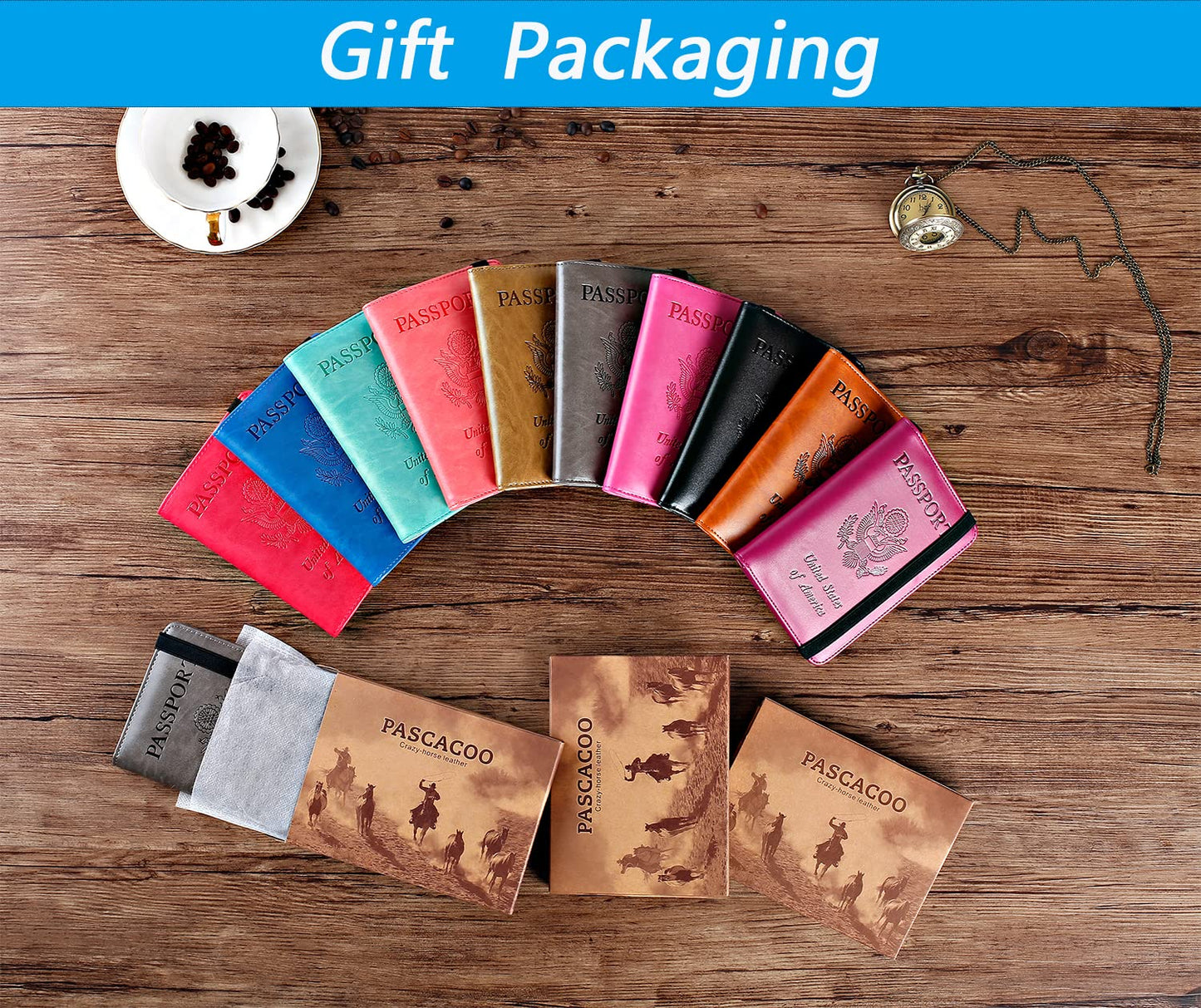 RFID Blocking Leather Passport and Card Holder