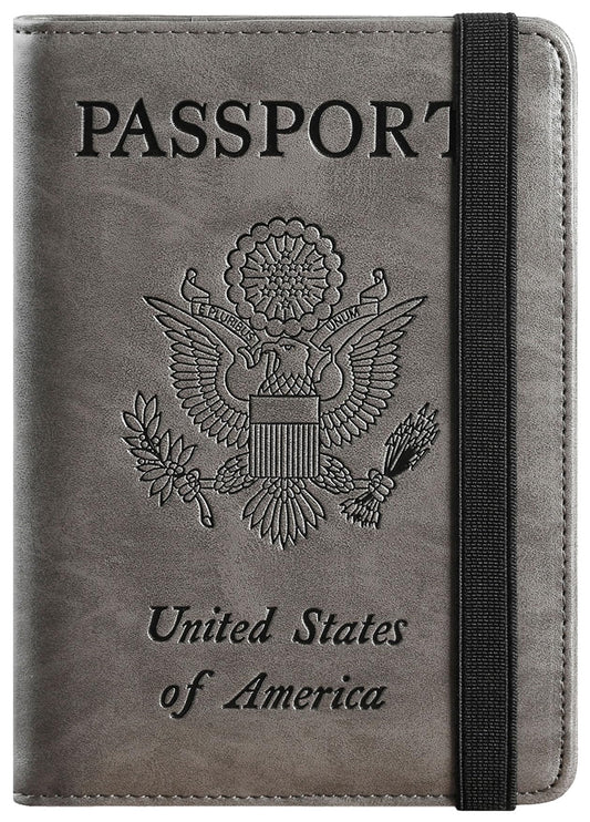 RFID Blocking Leather Passport and Card Holder