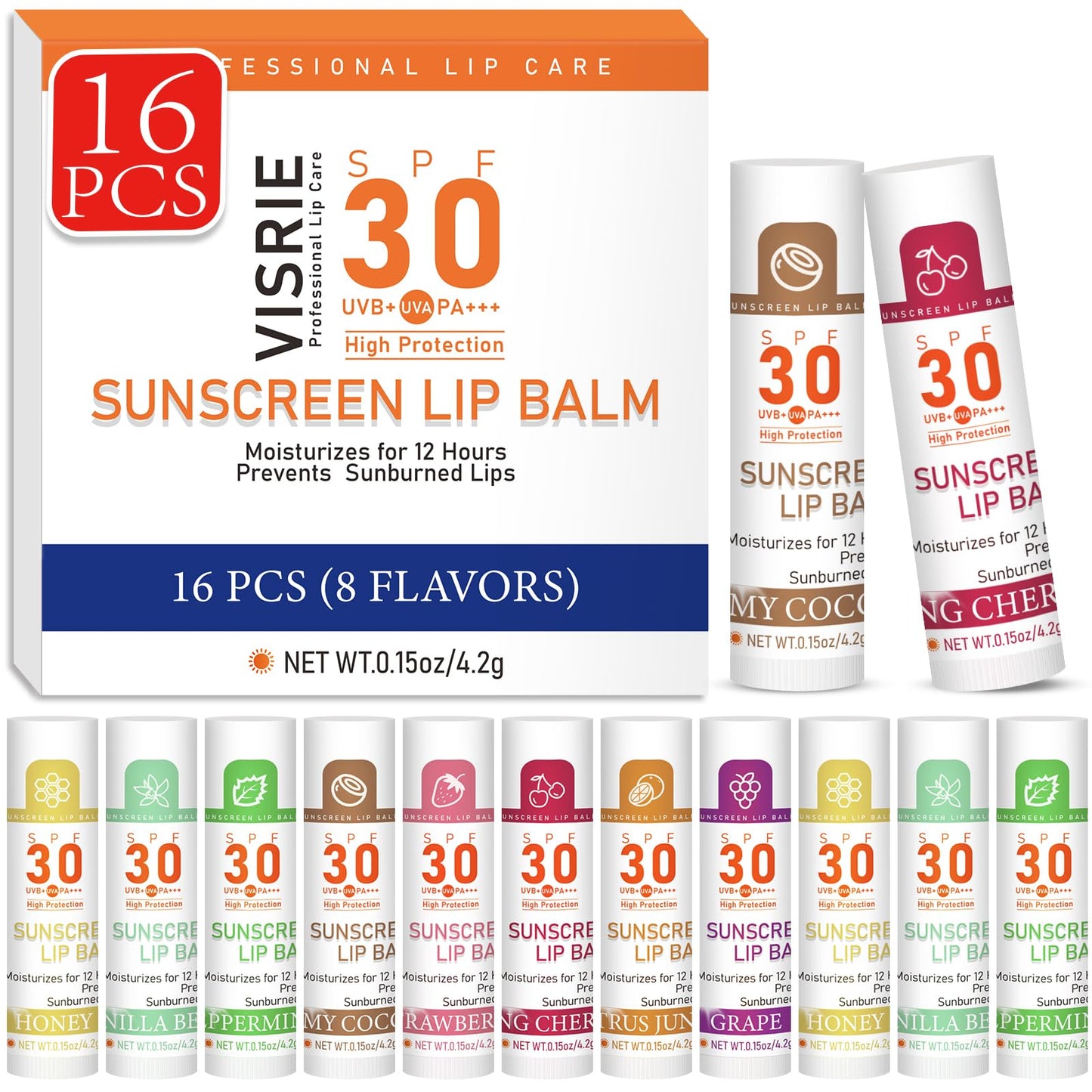 SPF 30 Lip Sunscreen, Travel Size 16 Pack